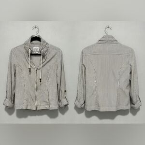 Live a Little Black and White Striped Utility Jacket